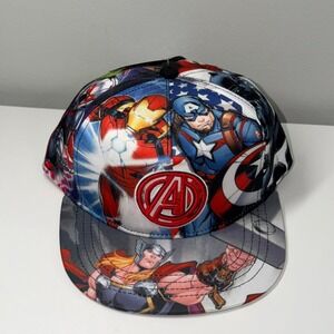 Marvel Avengers Youth Snapback Hat OSFM All Over Print Iron Man Hulk New w/tags